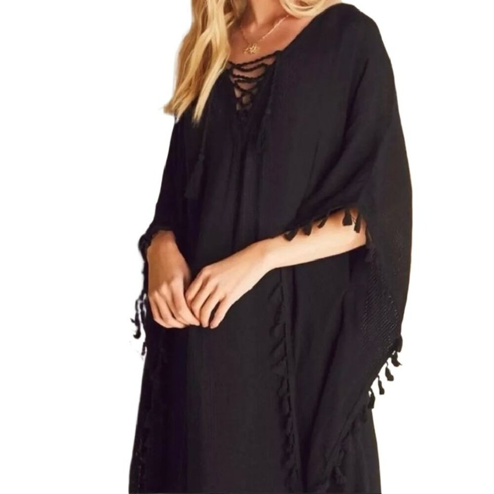 Walter Baker Acapulco Kaftan Swim Cover Up Black One Size NWT Summer Boho